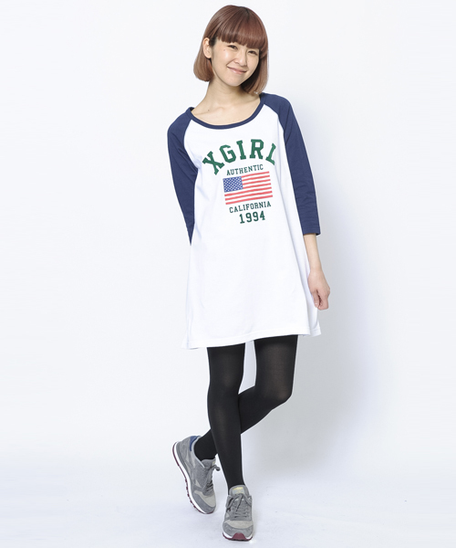X-girl（エックスガール）の「USA B/B DRESS（ワンピース・レディース・ブラック/バーガンディー/ネイビー・1/2）」の2枚目の写真