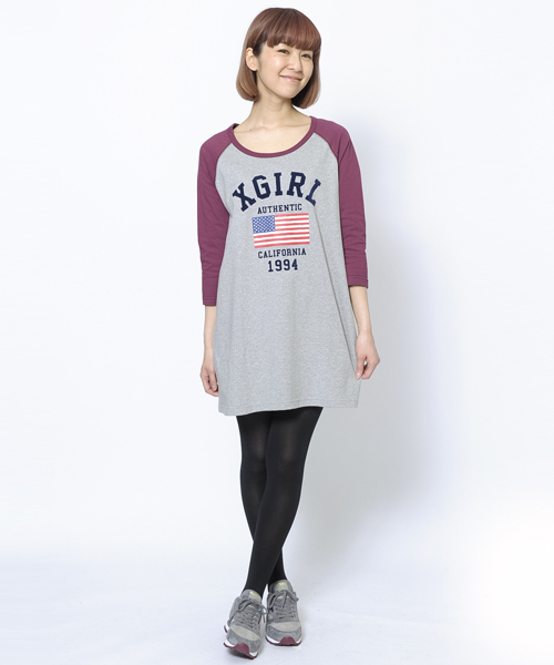 X-girl（エックスガール）の「USA B/B DRESS（ワンピース・レディース・ブラック/バーガンディー/ネイビー・1/2）」の3枚目の写真