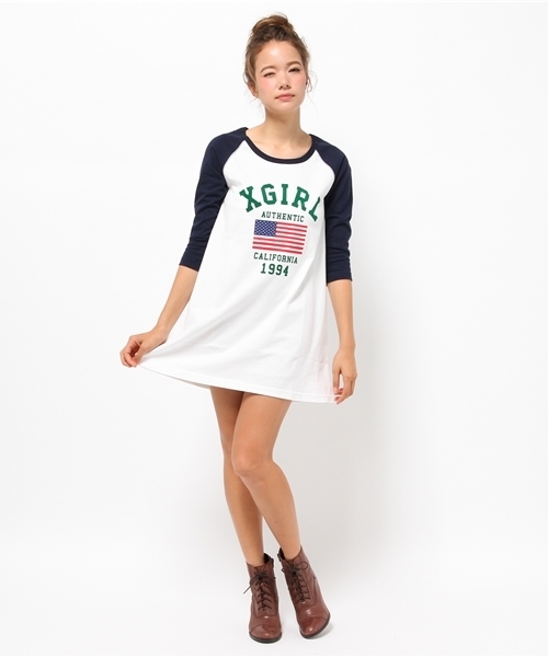 X-girl（エックスガール）の「USA B/B DRESS（ワンピース・レディース・ブラック/バーガンディー/ネイビー・1/2）」の14枚目の写真