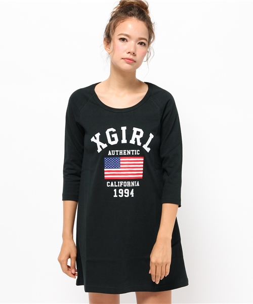 X-girl（エックスガール）の「USA B/B DRESS（ワンピース・レディース・ブラック/バーガンディー/ネイビー・1/2）」の10枚目の写真