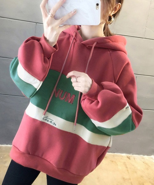 Miniministore(ミニミニストア)の「裏起毛 レディース パーカー フード付き(スウェット・レディース・ブルー/ライトグレー/ベージュ/グリーン/レッド・2XL)」の5枚目の写真