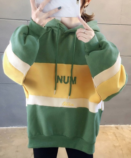 Miniministore(ミニミニストア)の「裏起毛 レディース パーカー フード付き(スウェット・レディース・ブルー/ライトグレー/ベージュ/グリーン/レッド・2XL)」の3枚目の写真