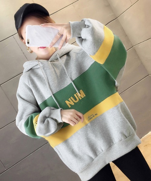 Miniministore(ミニミニストア)の「裏起毛 レディース パーカー フード付き(スウェット・レディース・ブルー/ライトグレー/ベージュ/グリーン/レッド・2XL)」の9枚目の写真