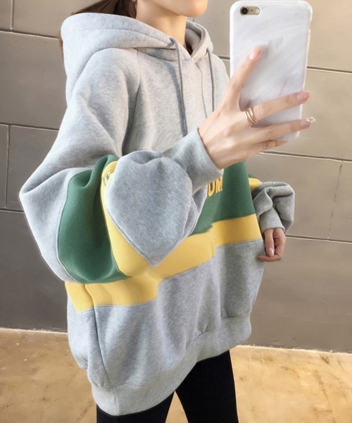 Miniministore(ミニミニストア)の「裏起毛 レディース パーカー フード付き(スウェット・レディース・ブルー/ライトグレー/ベージュ/グリーン/レッド・2XL)」の10枚目の写真