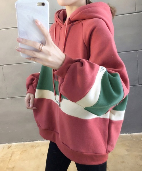 Miniministore(ミニミニストア)の「裏起毛 レディース パーカー フード付き(スウェット・レディース・ブルー/ライトグレー/ベージュ/グリーン/レッド・2XL)」の12枚目の写真
