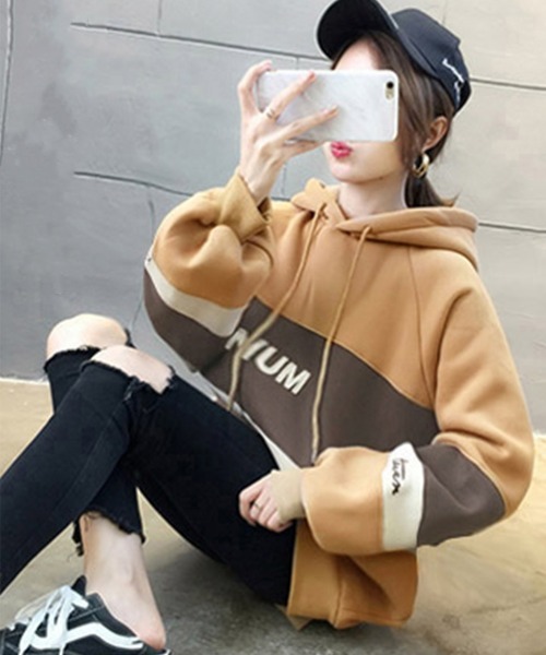 Miniministore(ミニミニストア)の「裏起毛 レディース パーカー フード付き(スウェット・レディース・ブルー/ライトグレー/ベージュ/グリーン/レッド・2XL)」の14枚目の写真