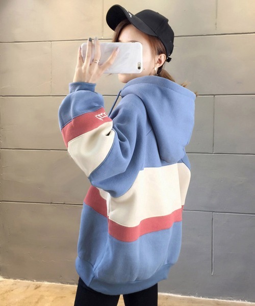 Miniministore(ミニミニストア)の「裏起毛 レディース パーカー フード付き(スウェット・レディース・ブルー/ライトグレー/ベージュ/グリーン/レッド・2XL)」の8枚目の写真