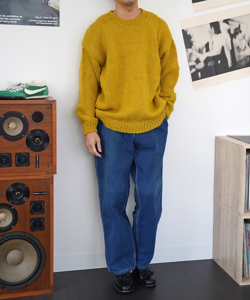bukht（ブフト）の「【bukht ブフト】Peruvian Hand-Knit Sweat　ハンドニットセーター（ニット/セーター・メンズ・マスタード/ダークブラウン/ブルー/オレンジ/パープル・ONE SIZE）」の4枚目の写真