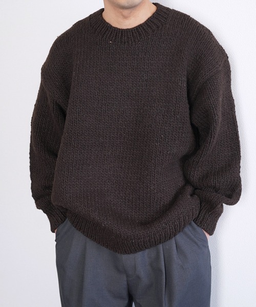 bukht（ブフト）の「【bukht ブフト】Peruvian Hand-Knit Sweat　ハンドニットセーター（ニット/セーター・メンズ・マスタード/ダークブラウン/ブルー/オレンジ/パープル・ONE SIZE）」の9枚目の写真
