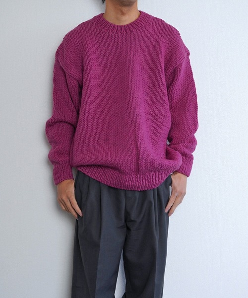 bukht（ブフト）の「【bukht ブフト】Peruvian Hand-Knit Sweat　ハンドニットセーター（ニット/セーター・メンズ・マスタード/ダークブラウン/ブルー/オレンジ/パープル・ONE SIZE）」の15枚目の写真