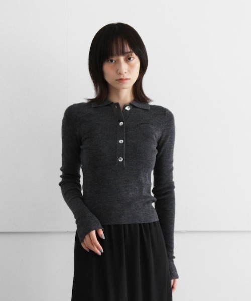 GANNI（ガニー）の「GANNI Mini Ribbed Merino Polo（ニット/セーター