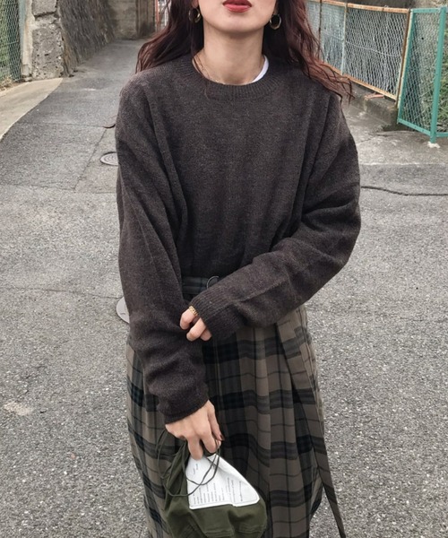 ord（オルド）の「ord/オルド/ショートモヘアクルーネックニット（ニット/セーター・レディース・ブラウン/グレー/ベージュ・LARGE/MEDIUM）」の10枚目の写真