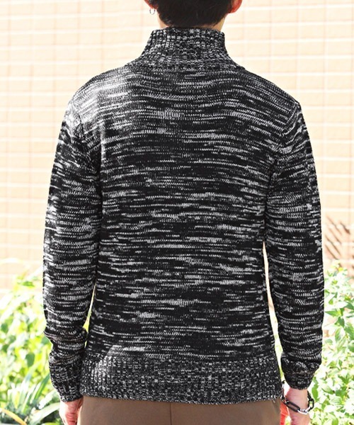 LUXSTYLE(ラグスタイル)の「スタンドハイネックカーディガン(カーディガン/ボレロ・メンズ・ブラック/ブラックミックス・M/L)」の5枚目の写真