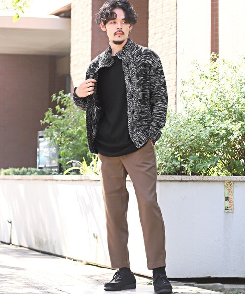 LUXSTYLE(ラグスタイル)の「スタンドハイネックカーディガン(カーディガン/ボレロ・メンズ・ブラック/ブラックミックス・M/L)」の7枚目の写真