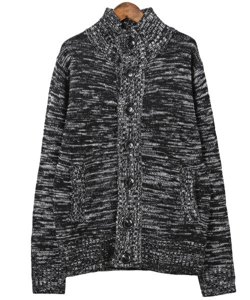 LUXSTYLE(ラグスタイル)の「スタンドハイネックカーディガン(カーディガン/ボレロ・メンズ・ブラック/ブラックミックス・M/L)」の9枚目の写真