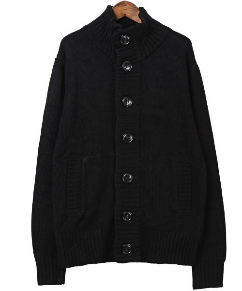 LUXSTYLE(ラグスタイル)の「スタンドハイネックカーディガン(カーディガン/ボレロ・メンズ・ブラック/ブラックミックス・M/L)」の13枚目の写真