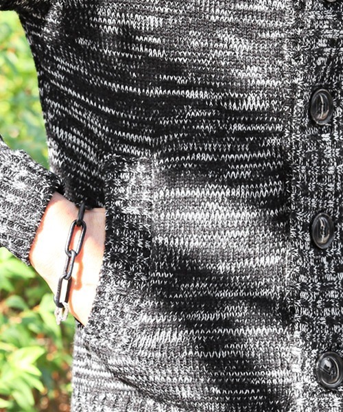 LUXSTYLE(ラグスタイル)の「スタンドハイネックカーディガン(カーディガン/ボレロ・メンズ・ブラック/ブラックミックス・M/L)」の12枚目の写真