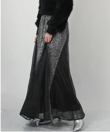 AULA（アウラ）Glitter Pleated Flared Skirt
