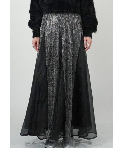 AULA（アウラ）の「AULA（アウラ）Glitter Pleated Flared Skirt（スカート・レディース・シルバー・38）」の3枚目の写真
