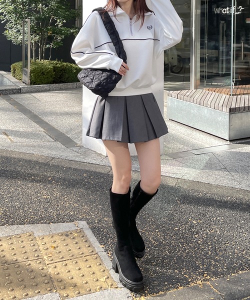 one way（ワンウェイ）の「ライン入りハーフジップトップス　トラックジャケット（スウェット・レディース・ダークブルー/ブルー/グレー/ホワイト・FREE）」の7枚目の写真