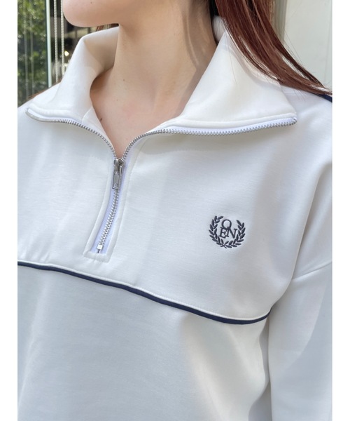 one way（ワンウェイ）の「ライン入りハーフジップトップス　トラックジャケット（スウェット・レディース・ダークブルー/ブルー/グレー/ホワイト・FREE）」の14枚目の写真