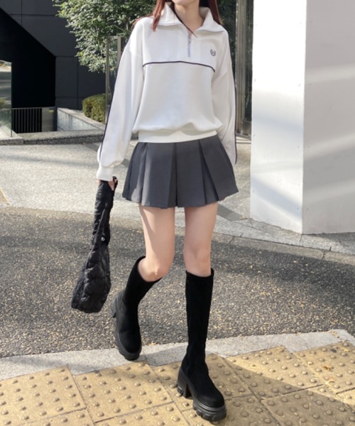 one way（ワンウェイ）の「ライン入りハーフジップトップス　トラックジャケット（スウェット・レディース・ダークブルー/ブルー/グレー/ホワイト・FREE）」の10枚目の写真