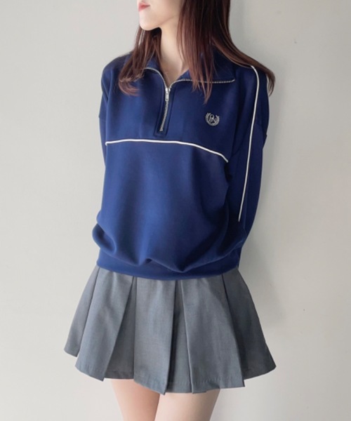 one way（ワンウェイ）の「ライン入りハーフジップトップス　トラックジャケット（スウェット・レディース・ダークブルー/ブルー/グレー/ホワイト・FREE）」の18枚目の写真