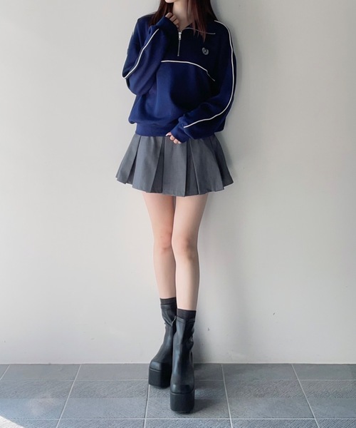 one way（ワンウェイ）の「ライン入りハーフジップトップス　トラックジャケット（スウェット・レディース・ダークブルー/ブルー/グレー/ホワイト・FREE）」の20枚目の写真