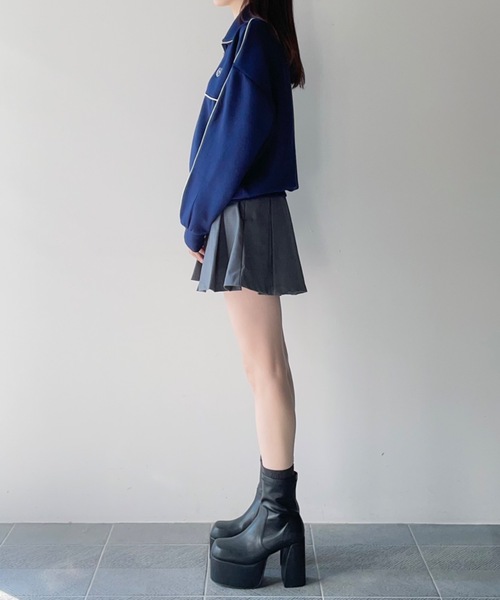 one way（ワンウェイ）の「ライン入りハーフジップトップス　トラックジャケット（スウェット・レディース・ダークブルー/ブルー/グレー/ホワイト・FREE）」の21枚目の写真