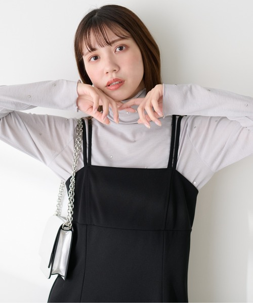 natural couture(ナチュラルクチュール)の「ホットフィックスシアーハイネックTOPS(Tシャツ/カットソー・レディース・ブルー系その他/ブラック/ライトグレー/オフホワイト・FREE)」の17枚目の写真