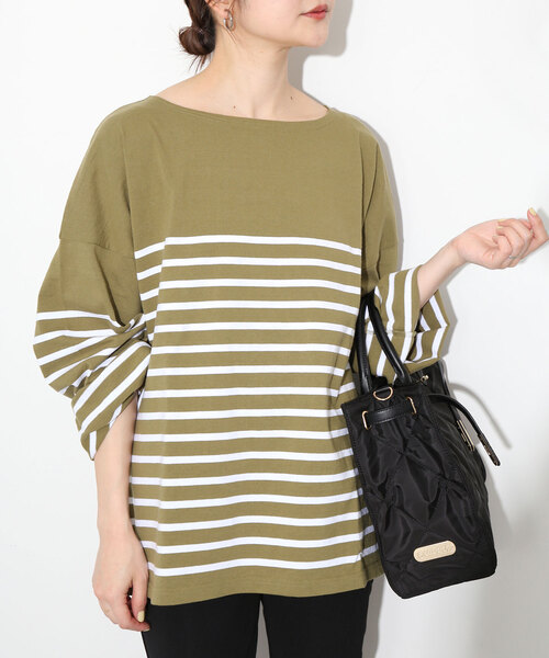 Le Minor（ルミノア）の「【LE MINOR/ルミノア 】SLOBE別注 NAVAL BORDER（Tシャツ/カットソー・レディース・ベージュ/ブルー/カーキ/イエロー/ピンク・FREE）」の2枚目の写真