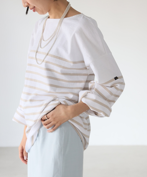 Le Minor（ルミノア）の「【LE MINOR/ルミノア 】SLOBE別注 NAVAL BORDER（Tシャツ/カットソー・レディース・ベージュ/ブルー/カーキ/イエロー/ピンク・FREE）」の8枚目の写真