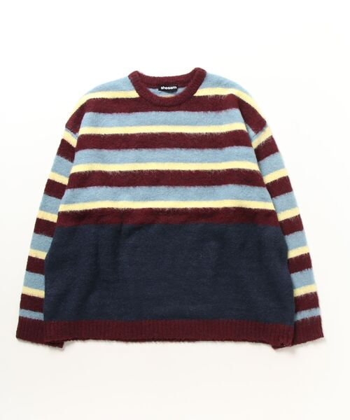 shesame（シーセム）の「モヘアライク起毛ボーダーニット（ニット/セーター・レディース・ネイビー/ブルー・MEDIUM/LARGE）」の10枚目の写真