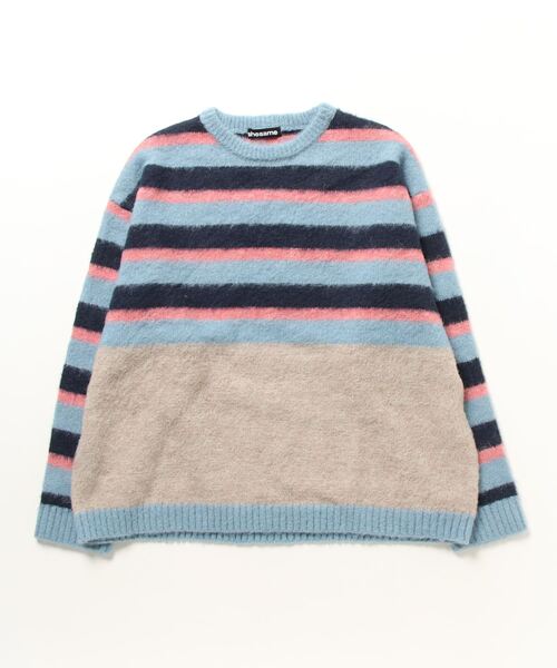 shesame（シーセム）の「モヘアライク起毛ボーダーニット（ニット/セーター・レディース・ネイビー/ブルー・MEDIUM/LARGE）」の11枚目の写真