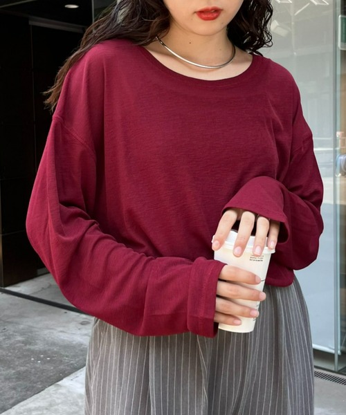 CIAOPANIC TYPY(チャオパニックティピー)の「≪お気に入り登録数17万人突破≫【17色展開】サイドスリットシアートップス(Tシャツ/カットソー・レディース・ホワイト/ピンク/ブラック/スカイブルー/オレンジ/グレー/イエロー/ライム/レッド/ブルー/ローズ/ネイビー/サーモンピンク/バーガンディー/カーキ/ベージュ/イエロー系その他・ONE SIZE)」の15枚目の写真