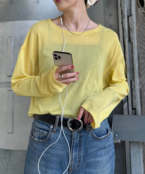 CIAOPANIC TYPY(チャオパニックティピー)の「≪お気に入り登録数17万人突破≫【17色展開】サイドスリットシアートップス(Tシャツ/カットソー・レディース・ホワイト/ピンク/ブラック/スカイブルー/オレンジ/グレー/イエロー/ライム/レッド/ブルー/ローズ/ネイビー/サーモンピンク/バーガンディー/カーキ/ベージュ/イエロー系その他・ONE SIZE)」の10枚目の写真