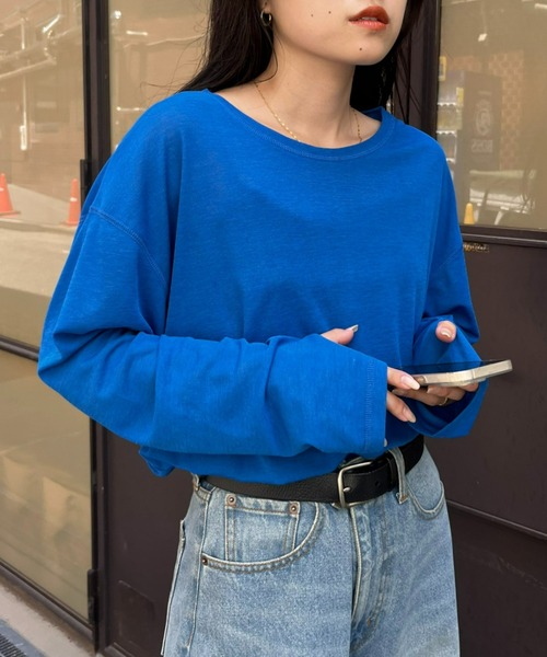 CIAOPANIC TYPY(チャオパニックティピー)の「≪お気に入り登録数17万人突破≫【17色展開】サイドスリットシアートップス(Tシャツ/カットソー・レディース・ホワイト/ピンク/ブラック/スカイブルー/オレンジ/グレー/イエロー/ライム/レッド/ブルー/ローズ/ネイビー/サーモンピンク/バーガンディー/カーキ/ベージュ/イエロー系その他・ONE SIZE)」の9枚目の写真