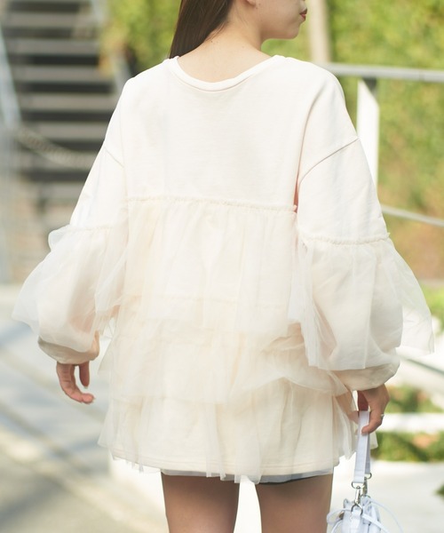 Chico（チコ）の「【2024SS】ピグメントチュールティアードルーズスウェット（スウェット・レディース・ホワイト/ライトグレー/ピンク・FREE）」の20枚目の写真