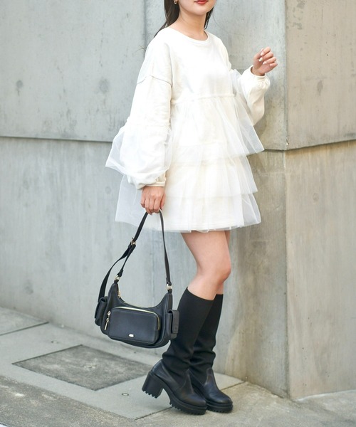 Chico（チコ）の「【2024SS】ピグメントチュールティアードルーズスウェット（スウェット・レディース・ホワイト/ライトグレー/ピンク・FREE）」の8枚目の写真