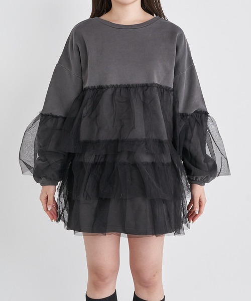 Chico（チコ）の「【2024SS】ピグメントチュールティアードルーズスウェット（スウェット・レディース・ホワイト/ライトグレー/ピンク・FREE）」の21枚目の写真