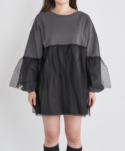 Chico（チコ）の「【2024SS】ピグメントチュールティアードルーズスウェット（スウェット・レディース・ホワイト/ライトグレー/ピンク・FREE）」の22枚目の写真