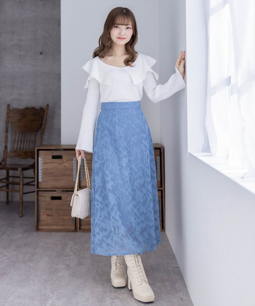 clear（クリア）の「バックリボンドビーシフォンフレアスカート[低身長用サイズ有 骨格ウェーブ]（スカート・レディース・ピンク/ブルーグレー/グレー・XS/S/M）」の18枚目の写真