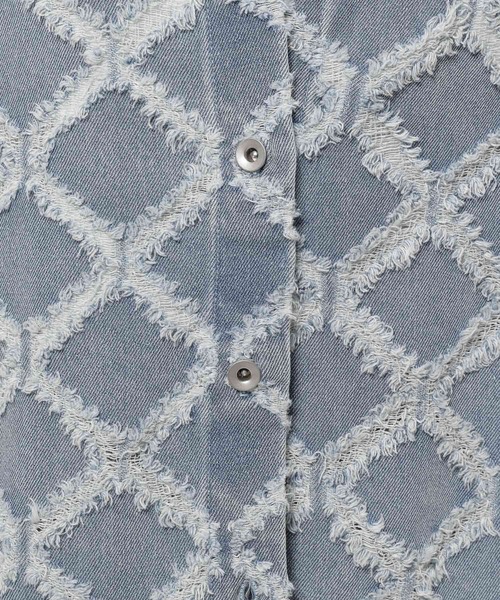 niko and...（ニコアンド）の「ジャガード＆箔デニムシャツ（シャツ/ブラウス・レディース・オフホワイト/ブルー/ライトブルー・FREE）」の19枚目の写真