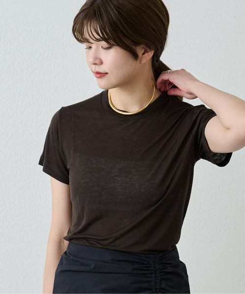 BASERANGE（ベースレンジ）の「【BASERANGE】バンブーTシャツ（Tシャツ/カットソー・レディース・ベージュ/イエロー/ホワイト/カーキ/ピンク・SMALL）」の11枚目の写真