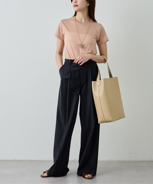 BASERANGE（ベースレンジ）の「【BASERANGE】バンブーTシャツ（Tシャツ/カットソー・レディース・ベージュ/イエロー/ホワイト/カーキ/ピンク・SMALL）」の14枚目の写真