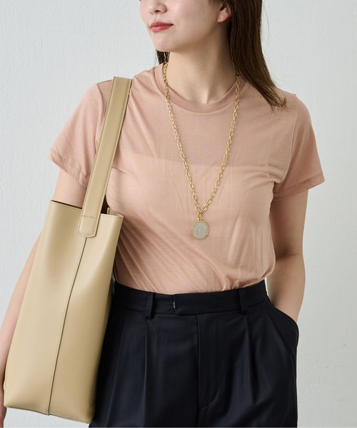 BASERANGE（ベースレンジ）の「【BASERANGE】バンブーTシャツ（Tシャツ/カットソー・レディース・ベージュ/イエロー/ホワイト/カーキ/ピンク・SMALL）」の17枚目の写真