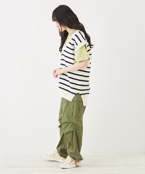 CUBE SUGAR(キューブシュガー)の「スポンディッシュニットVネックベスト(ベスト・レディース・ホワイト/ネイビー/ホワイト×ネイビー/レッド/イエロー・M)」の22枚目の写真