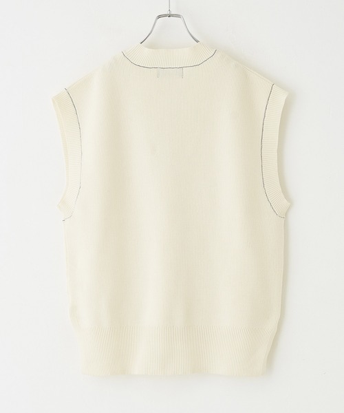 CUBE SUGAR(キューブシュガー)の「スポンディッシュニットVネックベスト(ベスト・レディース・ホワイト/ネイビー/ホワイト×ネイビー/レッド/イエロー・M)」の13枚目の写真