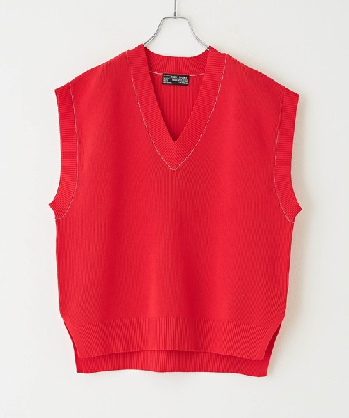 CUBE SUGAR(キューブシュガー)の「スポンディッシュニットVネックベスト(ベスト・レディース・ホワイト/ネイビー/ホワイト×ネイビー/レッド/イエロー・M)」の11枚目の写真