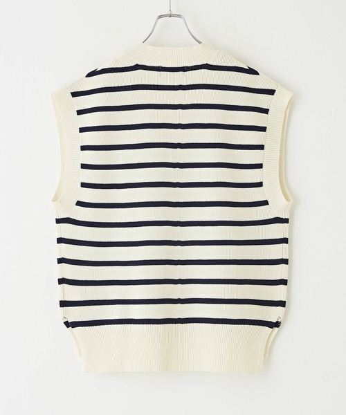 CUBE SUGAR(キューブシュガー)の「スポンディッシュニットVネックベスト(ベスト・レディース・ホワイト/ネイビー/ホワイト×ネイビー/レッド/イエロー・M)」の8枚目の写真
